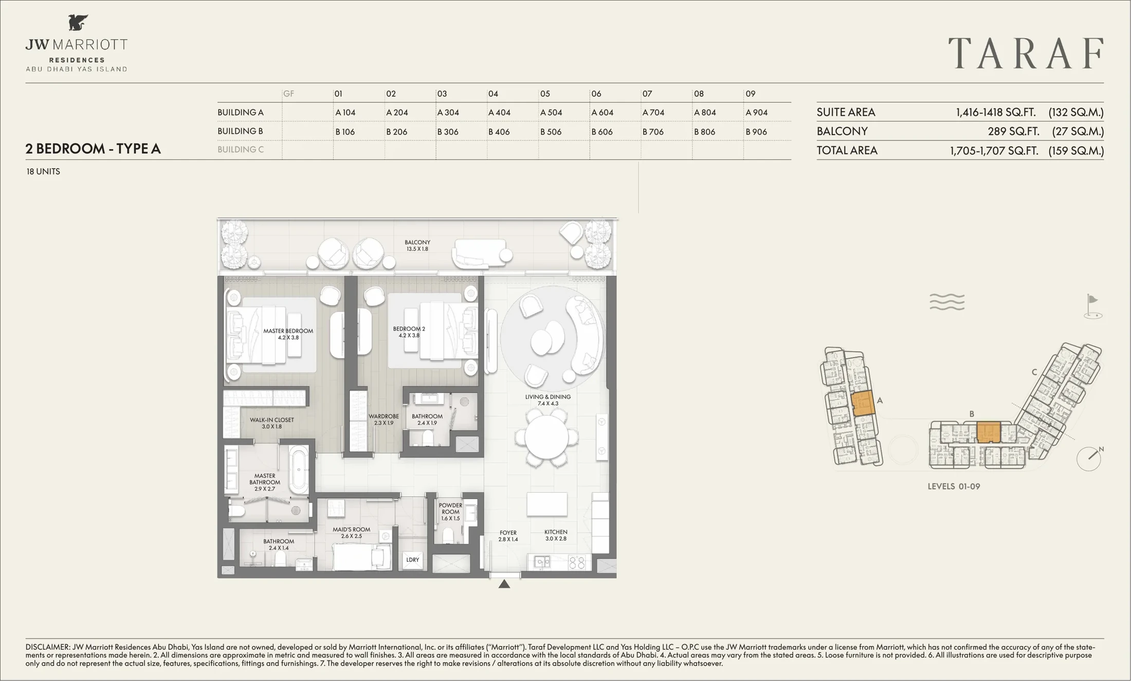 Two bedrooms, Type A